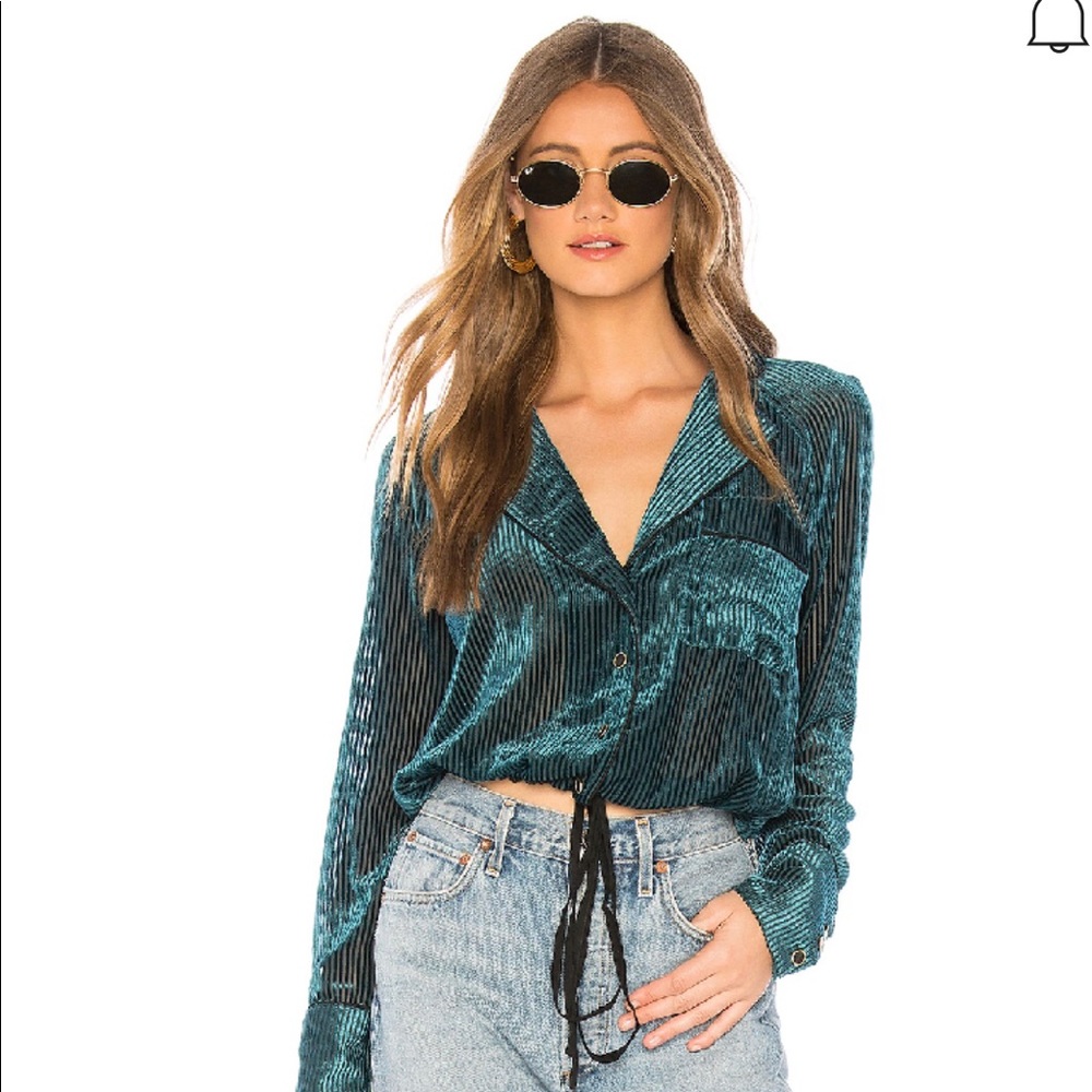 New FREE PEOPLE Green Blouse Top